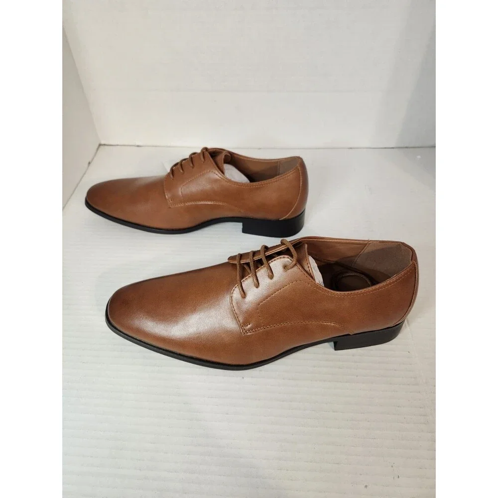 Amazon Essentials Mens Brown Lace Up Leather Dress Shoes Size 8.5